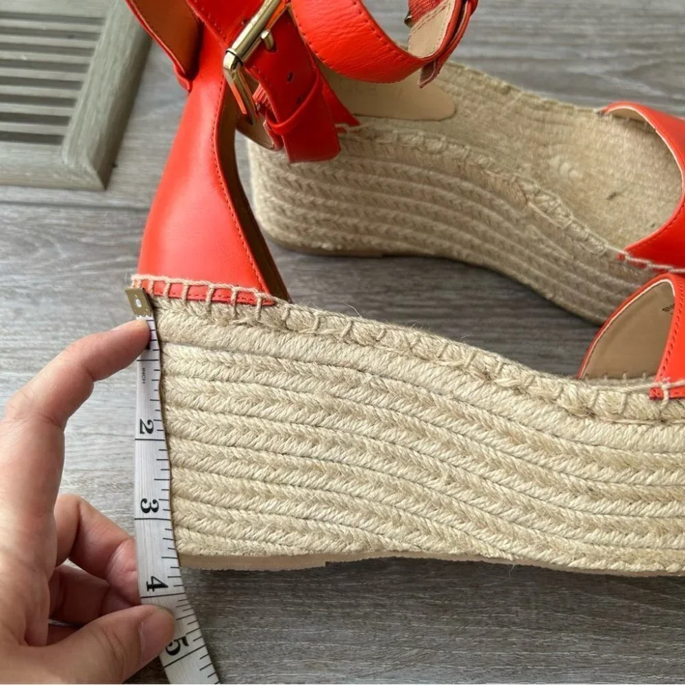 J Crew VACHETTA Leather Platform Espadrille Sandals
